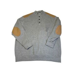 CREMIEUX  Men's Gray 1/4 Zip‎ Pullover Sweatshirt Suede Elbow Patches XXL